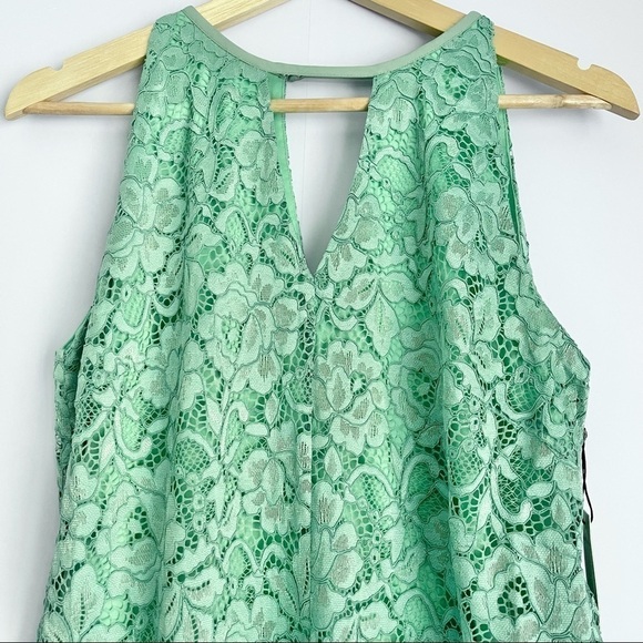 𝅺new Sam Edelman Green Lace Choker Cut Out Shift Dress US M - Picture 4 of 7